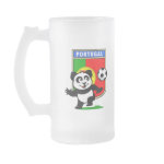 This adorable little panda is too cute! He's featured in front of a large flag from Portugal and ready to play football and score some goals. This cute design is perfect for football players and soccer fans.