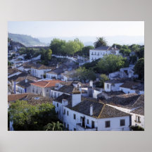 Portugal, Obidos. Elevated view of whitewashed Posters