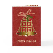 Portugese Christmas Card with bell and holly