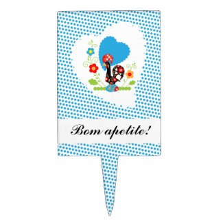 Portuguese rooster food topper rectangle cake picks