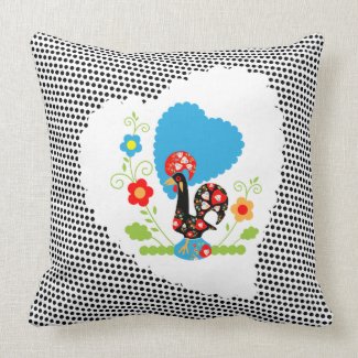 Portuguese Rooster with Black Dots Pillow