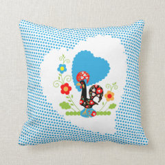 Portuguese Rooster with Blue Dots Pillow