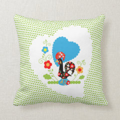 Portuguese Rooster with Green Dots Pillow