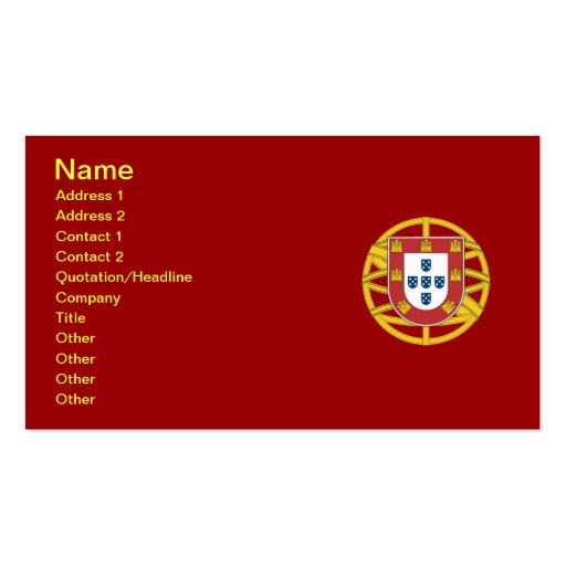 Portuguese shield business card templates (front side)