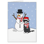 Portuguese Water Dog and Snowman Greeting Cards