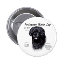 Portuguese Water Dog History Design Pinback Button