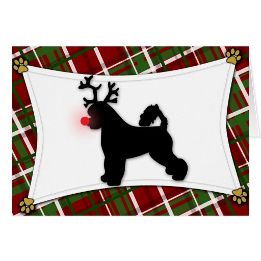 Portuguese Water Dog Reindeer Christmas Card Zazzle