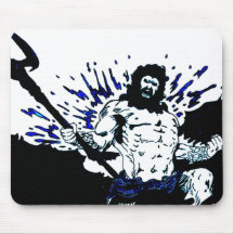 Poseidon! Dark black and blue Mouse Pads