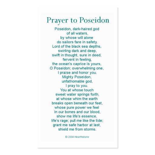 Poseidon Prayer Card Business Cards