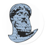 Poseidon statue round stickers