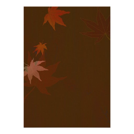 Posh Autumn Brown Maple Leaves Wedding Invitations