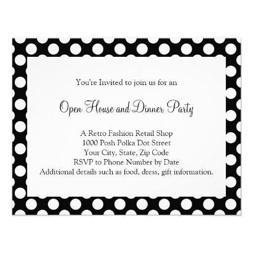 Posh Black and White Polka Dot Invitations
