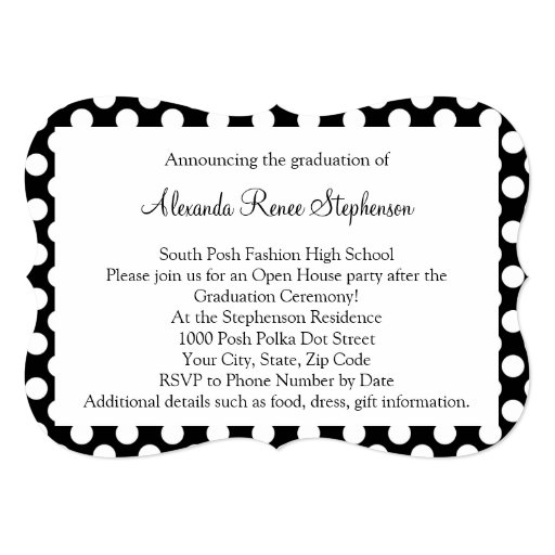 Posh Black White Polka Dot Graduation/Party Personalized Announcement