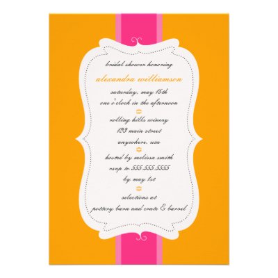 Posh Bridal Shower Invitation {Orange & Pink}