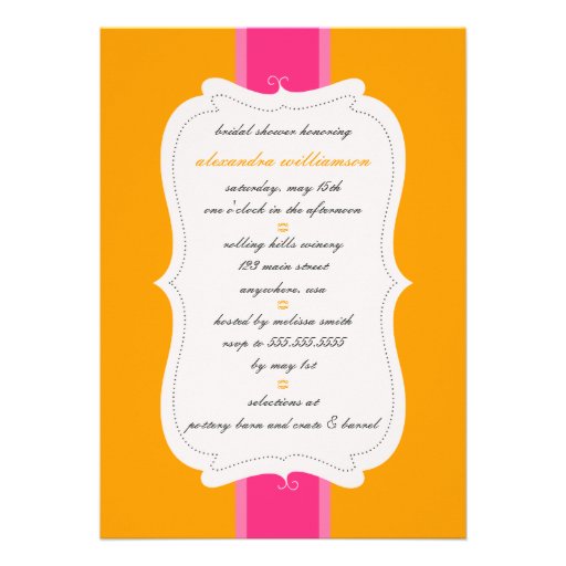 Posh Bridal Shower Invitation {Orange & Pink}