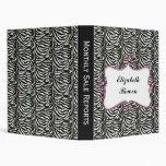 Posh chic trendy zebra stripes,pink personalized binders