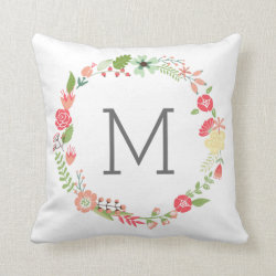 Posh Floral Monogram Throw Pillow
