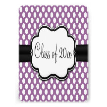 Posh Purple Polka Dot Graduation Invitations