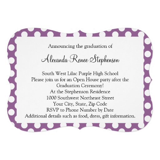 Posh Purple Polka Dot Graduation Invitations