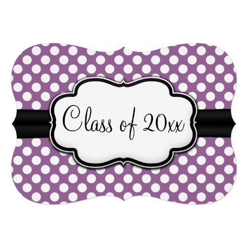 Posh Purple Polka Dot Graduation Invitations (front side)