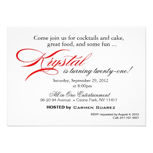 Posh Purse, High Heels and Lipstick 21st Birthday Custom Announcements