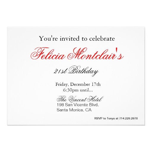 Posh Purse, High Heels and Lipstick 21st Birthday Invite