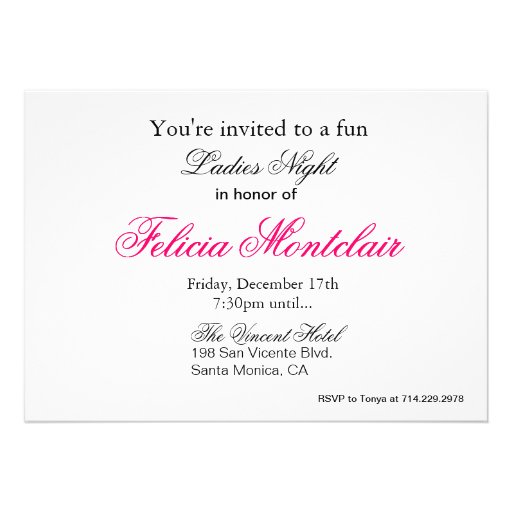 Posh Purse High Heels and Lipstick Ladies Night Invites