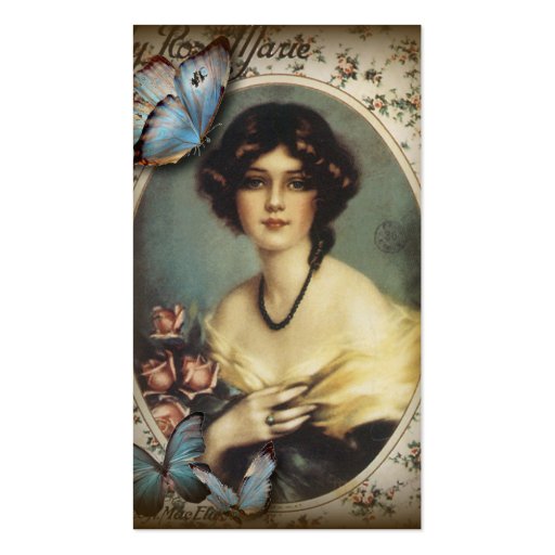 Posh Vintage Butterfly Paris Lady Fashion Business Card (front side)