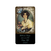 Posh Vintage Butterfly Paris Lady Fashion Personalized Address Label