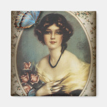 Posh Vintage Butterfly Paris Lady Fashion Magnet