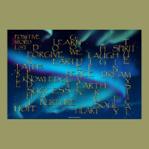 POSITIVE AFFIRMATION 3D Gold Text on Aurora Poster posters