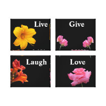Positive Floral Wrapped Canvas