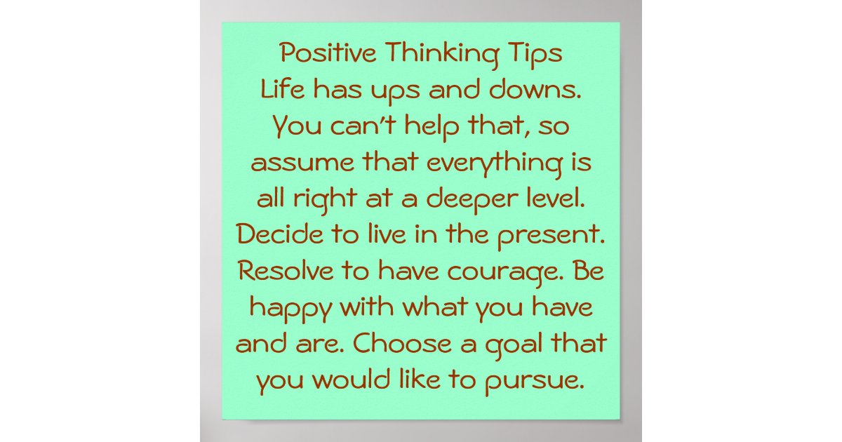 Positive Thinking Poster | Zazzle