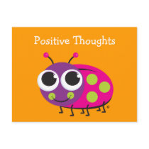 Positive Thoughts Cute Ladybug Card postcards