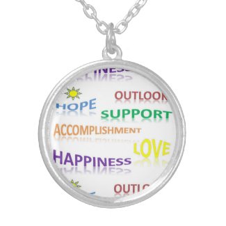 Positive Thoughts Round Pendant Necklace