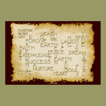 POSITIVE WORDS 3D Golden Text on Parchment Poster posters