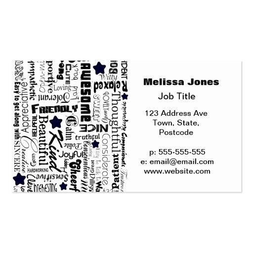 Positive words typography business card template