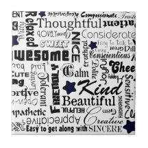Positive words typography ceramic tiles