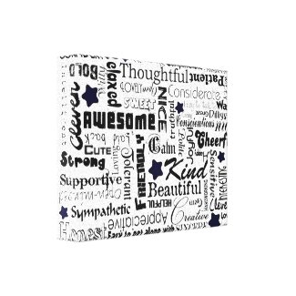 Positive words typography gallery wrapped canvas