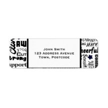 Positive words typography custom return address labels