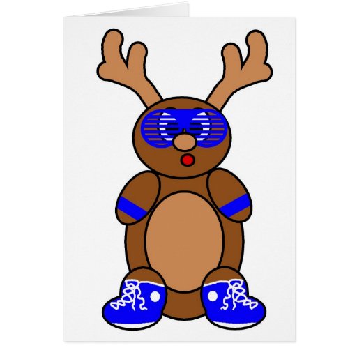 Cute little reindeer part of s posse in his 80's retro shades.  

Each card has a message inside from the North Pole for your child. Simply select the card you want and before ordering enter the child's name to the right side of the screen. The card will come pre-printed with the child's name and the selected message. If you have multiple children to order for you will have to select each individually, and there are bulk discounts available. These cards are a great way to send your children or a kid in your life a special message, and teach them how important thank you notes can be!
