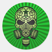 Post Apocalyptic Sugar Skull, green Stickers