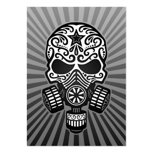 Post Apocalyptic Sugar Skull, grey Business Card Templates