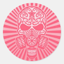 Post Apocalyptic Sugar Skull, pink Sticker