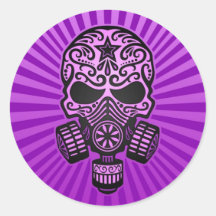 Post Apocalyptic Sugar Skull, purple Sticker