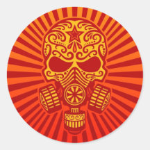 Post Apocalyptic Sugar Skull, red Stickers