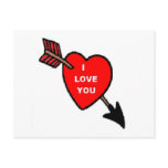 Post Card Arrow Thru Heart Red, I Love You postcards