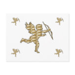 Post Card Cupid Gold Ribbed postcards