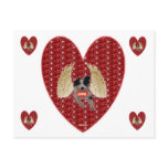 Post Card Dog Cupid Red Heart Glitter postcards