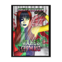 Post Card Greetings From Wales, Cymru, Dragon postcards
